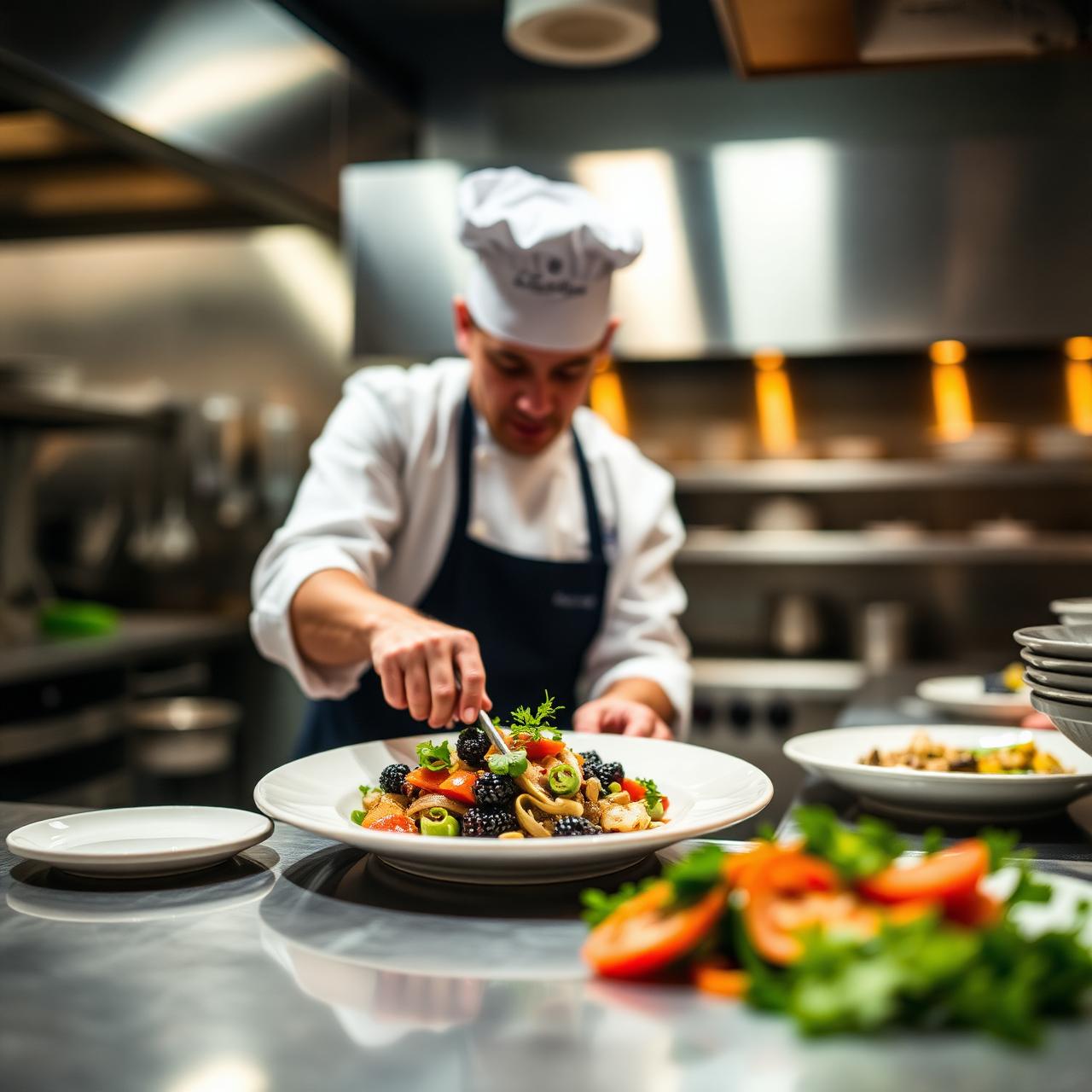 Chef preparando refeição